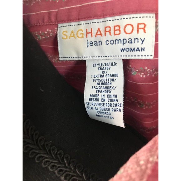 SAG HARBOR WOMENS BUTTON-UP STRETCHY LONG SLEEVE, SIZE 1X - Picture 4 of 5